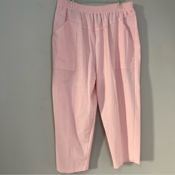 Vintage ballerina pink elastic waist cotton blend comfy lightweight ankle pants - Picture 12 of 14